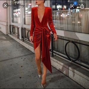 Red velvet dress